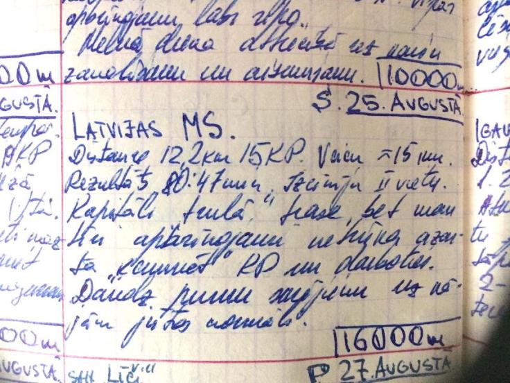 G.Dukšte - trenniņ dienasgrāmatas ieraksts 1973