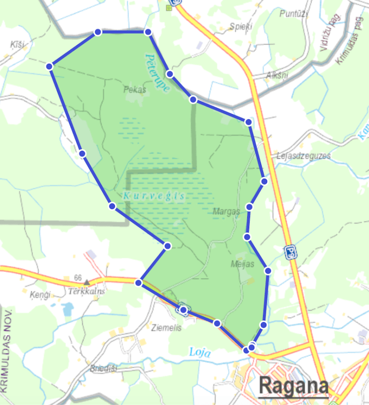 Kurveģis 1973.g kartes poligons
